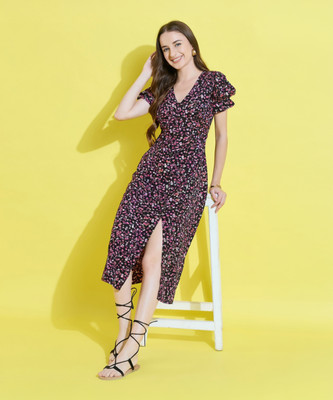 ANVI Be Yourself Women Fit and Flare Multicolor Midi/Calf Length Dress