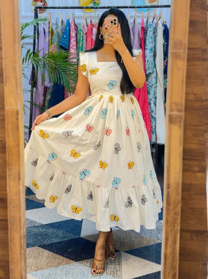 london belly Women Fit and Flare Multicolor Midi/Calf Length Dress