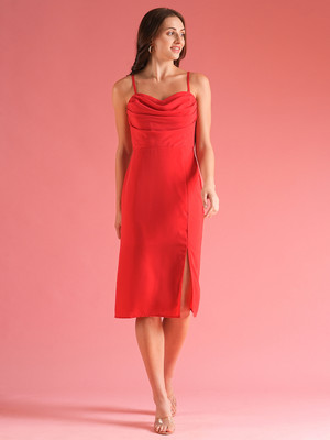 Globus Women Sheath Red Midi/Calf Length Dress