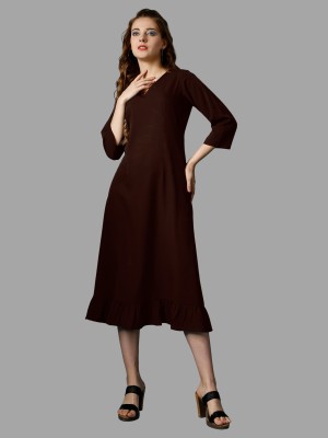 RAISIN Women Fit and Flare Brown Dress