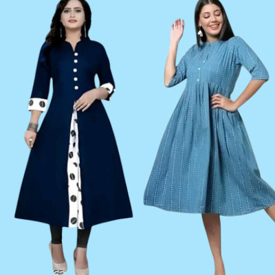 Suhani Fashionqq Women A-line Blue, Light Blue Maxi/Full Length Dress
