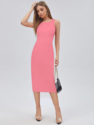 METRONAUT Women Bodycon Pink Midi/Calf Length Dress