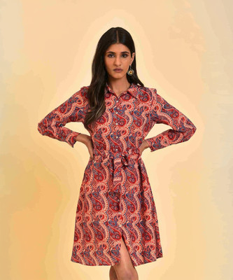 W Women Shirt White Above Knee/Mid Thigh Length Dress