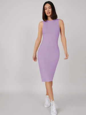 Toochki Women Bodycon Purple Midi/Calf Length Dress