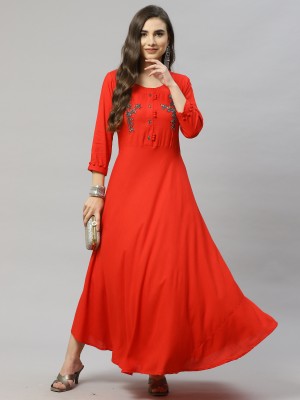 Highlight fashion export Women Fit and Flare Red Dress
