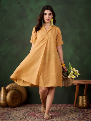 Sangria Women A-line Yellow Midi/Calf Length Dress