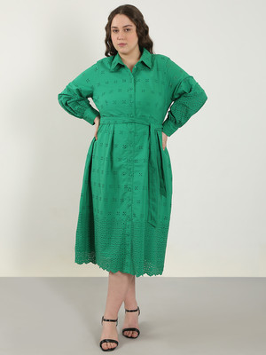 Vero Moda Curve Women Fit and Flare Green Midi/Calf Length Dress