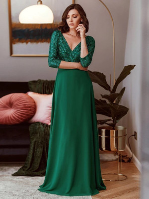 Thapnath Women Fit and Flare Dark Green Maxi/Full Length Dress