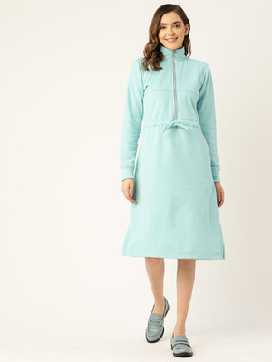BRINNS Women Tiered Light Blue Below Knee Dress