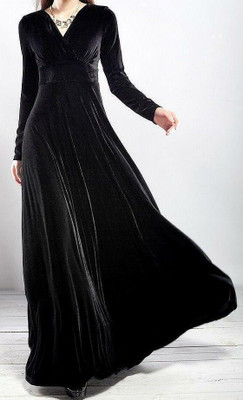 Kalki Fashion Women Fit and Flare Black Maxi/Full Length Dress