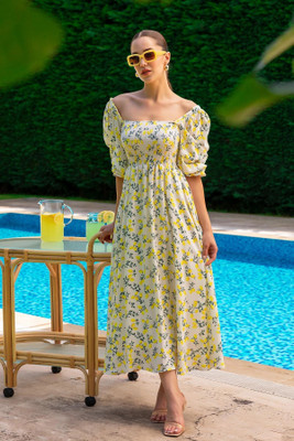 Sheetal Accociates Women Maxi Yellow Full Length Dress