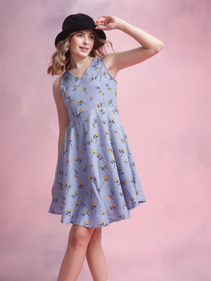 Dressberry Women A-line Blue Above Knee/Mid Thigh Length Dress