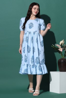 Fashion Dream Women Fit and Flare Blue Dress