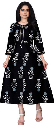 Parevadi Fashion Women Fit and Flare Black Maxi/Full Length Dress