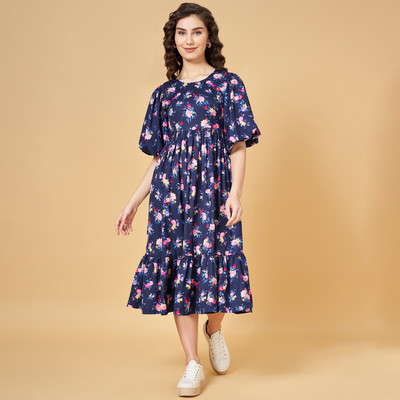 YU by Pantaloons Women A-line Multicolor Below Knee Dress