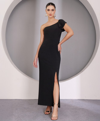 Miss Chase Women Bodycon Black Maxi/Full Length Dress