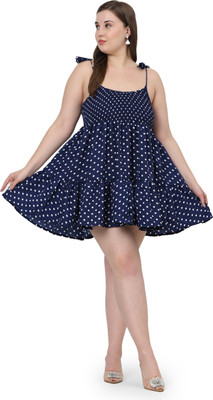 HouseOfCommon Women Fit and Flare Blue Midi/Calf Length Dress