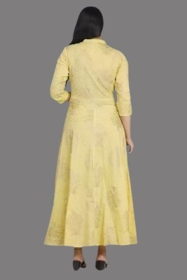 Fine Tune Fashions Women Gown Yellow Dress