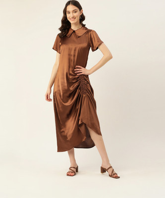 Rue Collection Women Maxi Brown Midi/Calf Length Dress