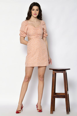 CELESTINA Women Bodycon Beige Mini/Short Dress