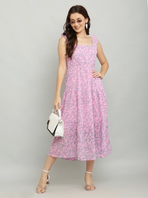 Absorbing Women Fit and Flare Pink Dress