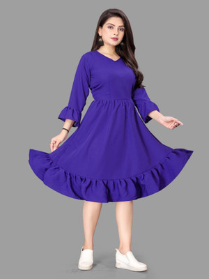HOUSE OFF COMMON Women A-line Purple Knee Length Dress