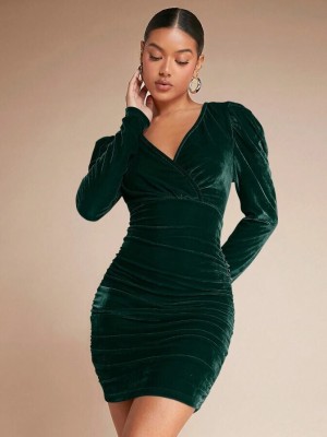 Elyraa Women Bodycon Dark Green Dress