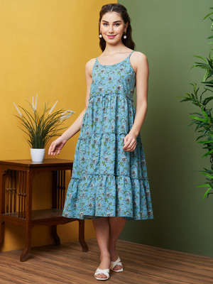 Globus Women A-line Multicolor Midi/Calf Length Dress