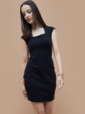 Ginger by Lifestyle Women Bodycon Black Above Knee/Mid Thigh Length Dress