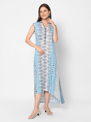 Sanaa Women A-line Blue Ankle Length Dress