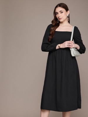 French Connection Women A-line Black Dress