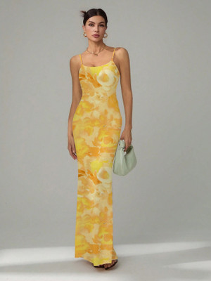 FabVerse Women Bodycon Yellow Midi/Calf Length Dress