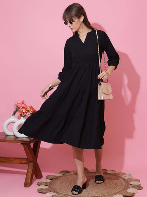 Sheetal Associates Women Fit and Flare Black Midi/Calf Length Dress