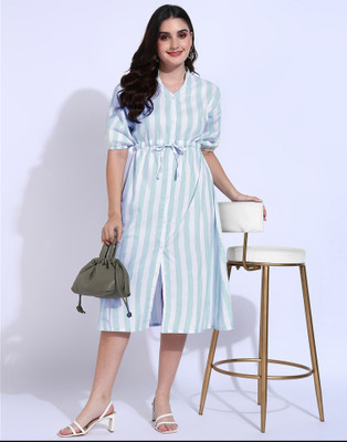 Dressberry Women Fit and Flare Green Knee Length Dress
