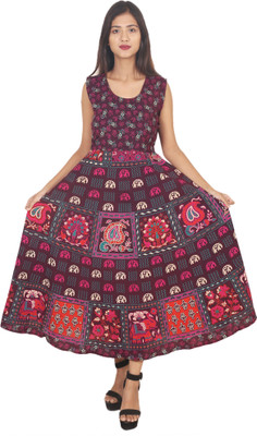 Art World Women Maxi Red Ankle Length Dress