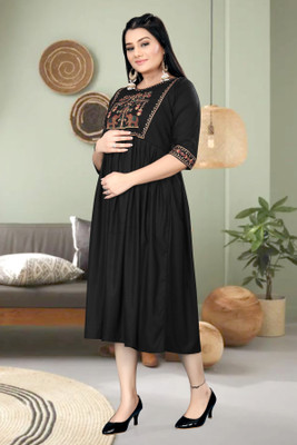 ShopGlobal Women Fit and Flare Black Maxi/Full Length Dress