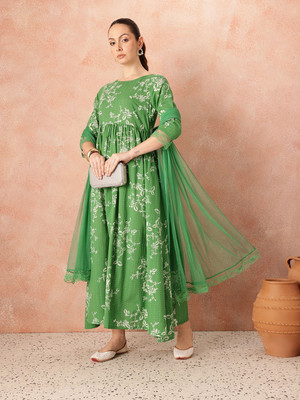 all about you Women A-line Green Midi/Calf Length Dress