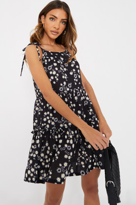 I Saw It First Women Fit and Flare Black Mini/Short Dress