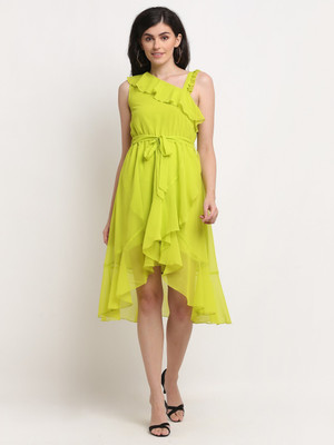 La Zoire Women Fit and Flare Yellow Midi/Calf Length Dress