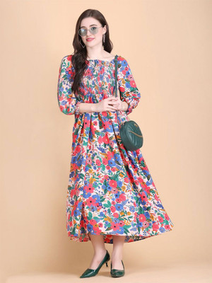 Moda Rapido Women Fit and Flare Red Knee Length Dress