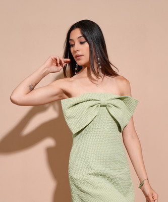 Tokyo Talkies Women Bodycon Green Above Knee/Mid Thigh Length Dress