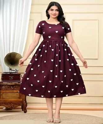 Lela Textile Women Gown Brown Ankle Length Dress