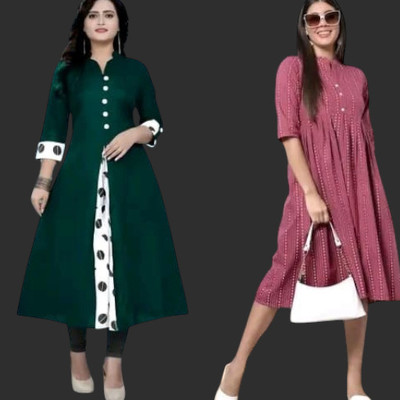 Suhani Fashionqq Women A-line Green, Maroon Maxi/Full Length Dress