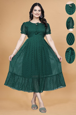 Quena Women Maxi Green Full Length Dress