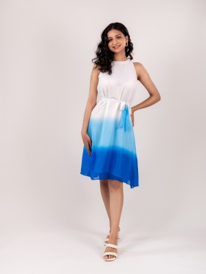 MONOMEE Women A-line Blue Dress