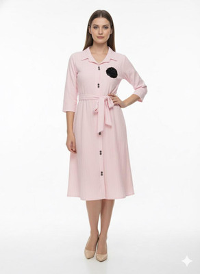 crazy garments Women A-line Light Blue Knee Length Dress