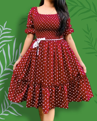 BuyUniqueFashion Women Fit and Flare Maroon Midi/Calf Length Dress