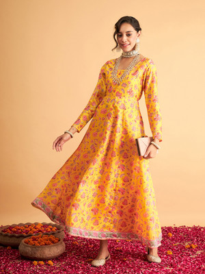 Shae by SASSAFRAS Women Fit and Flare Yellow Midi/Calf Length Dress