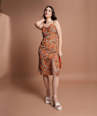 Tokyo Talkies Women Skater Multicolor Knee Length Dress