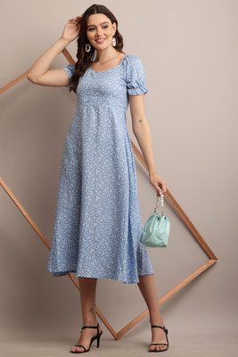 bright nex Women Fit and Flare Multicolor Maxi/Full Length Dress
